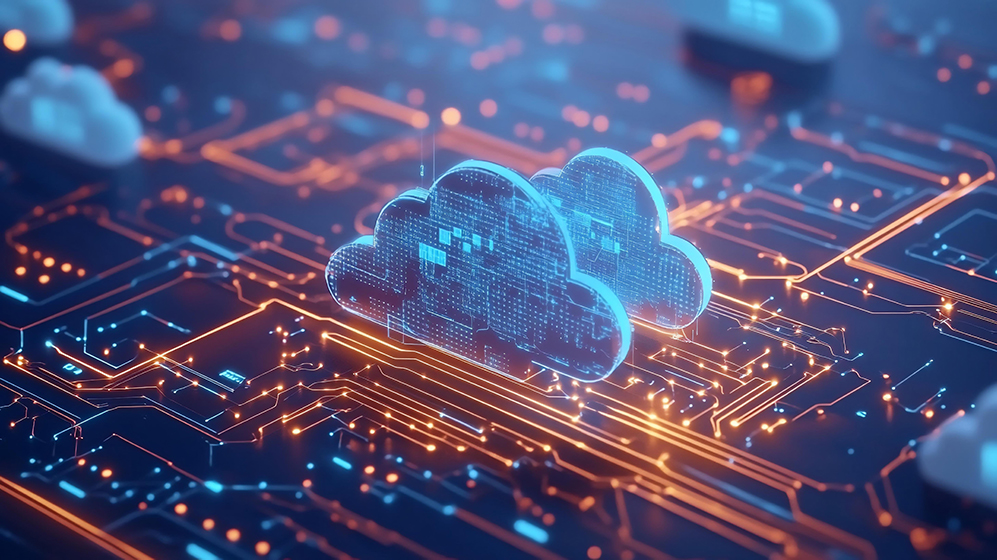  Digital illustration of cloud infrastructure and data management technology representing DoneDeploy cloud solutions in 2025