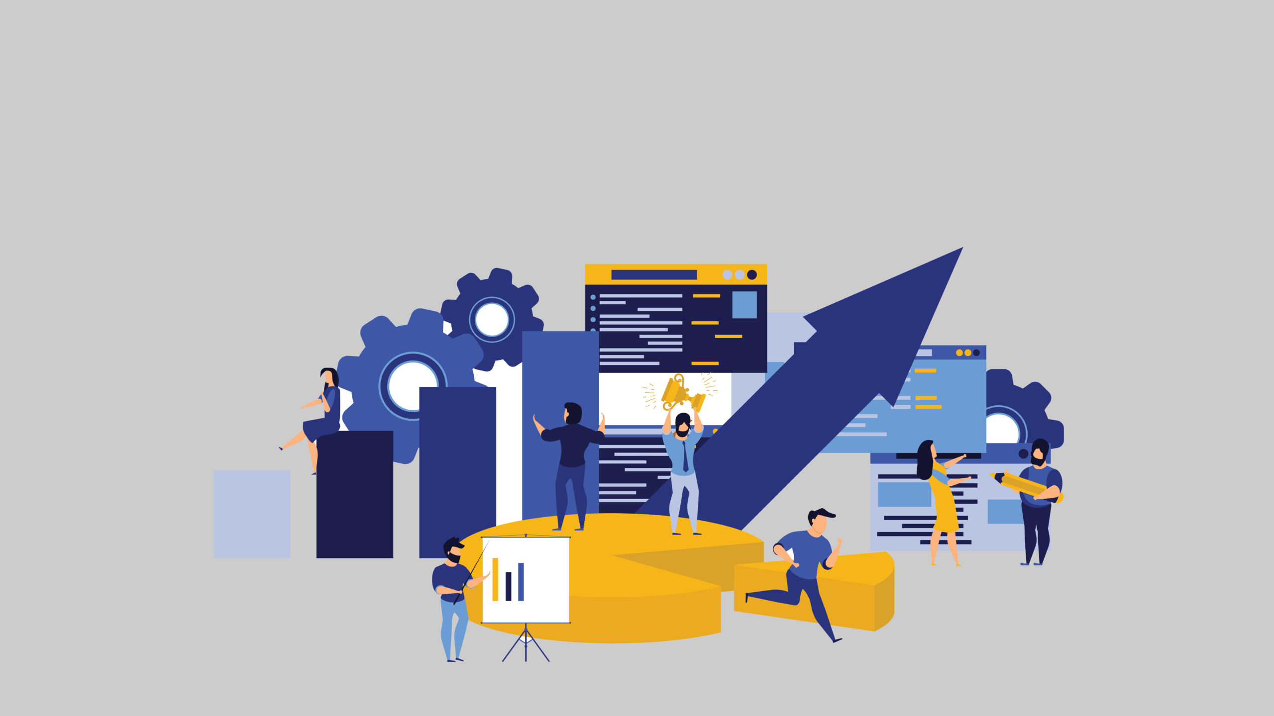 Illustration of diverse team collaborating on DevOps projects, representing top DevOps skills for graduates in 2025