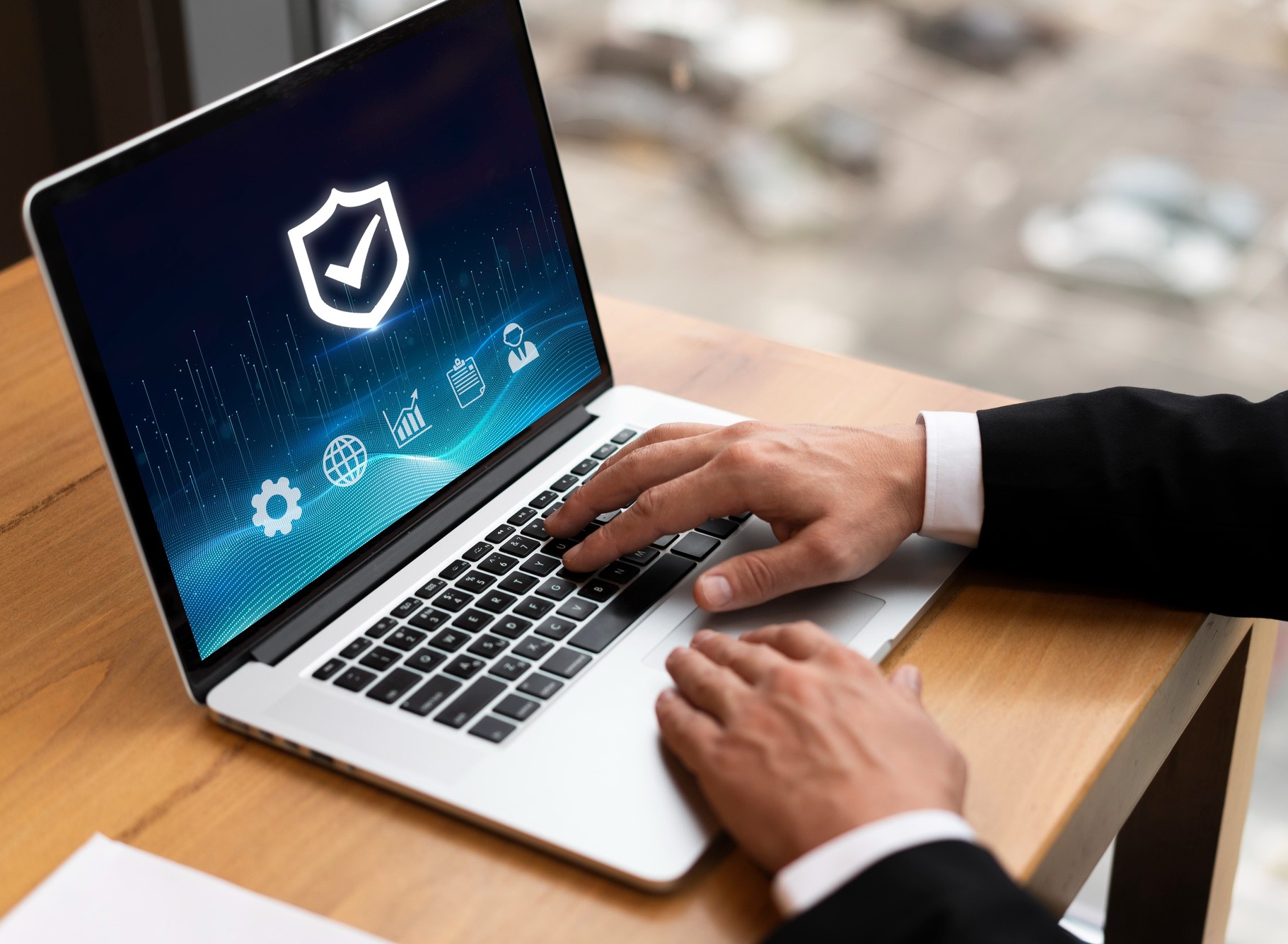 Laptop with security shield icon – Policy as Code in DevOps