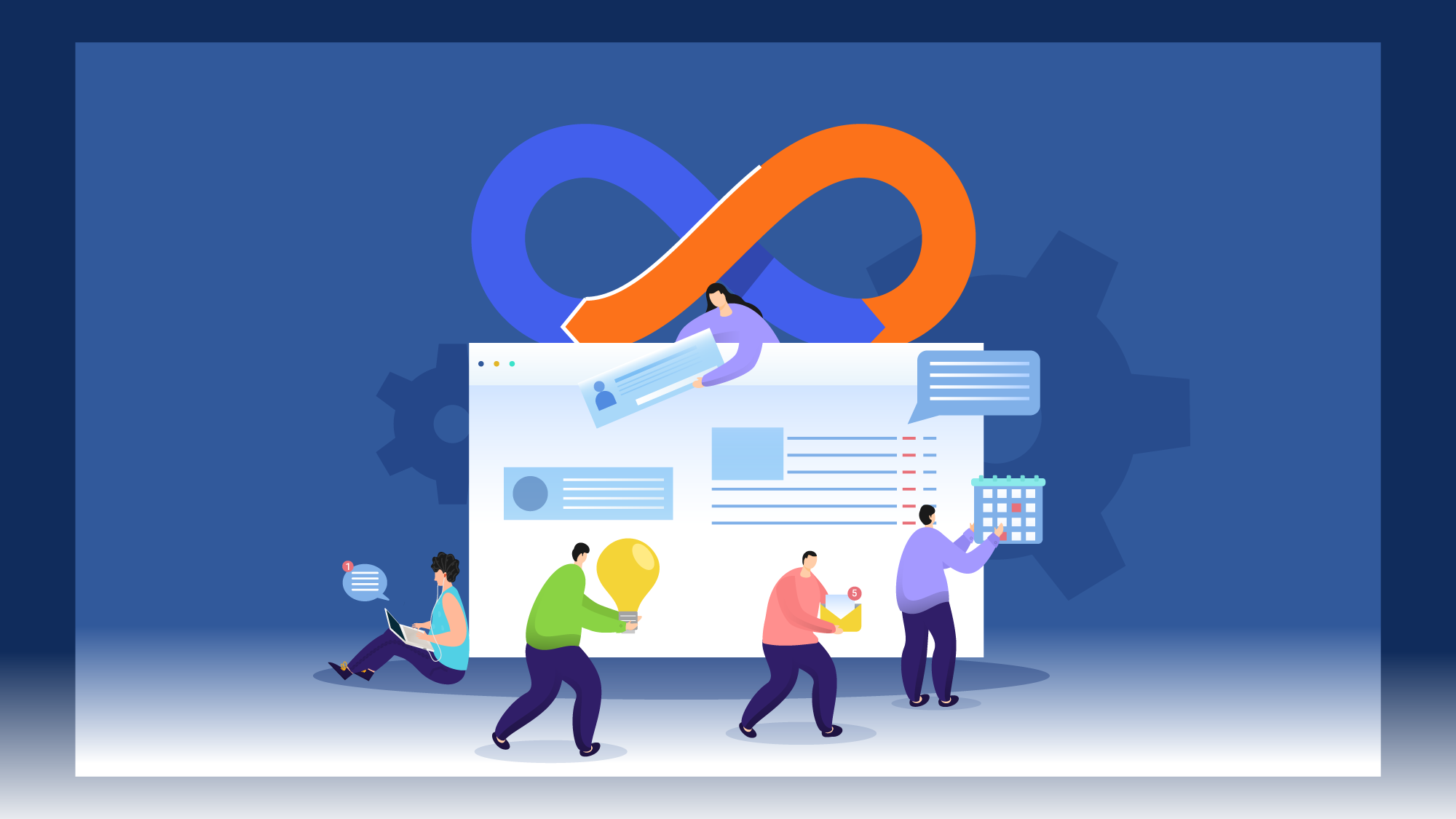 Platform Team Infra Ownership showing specialists managing cloud servers and infrastructure security.